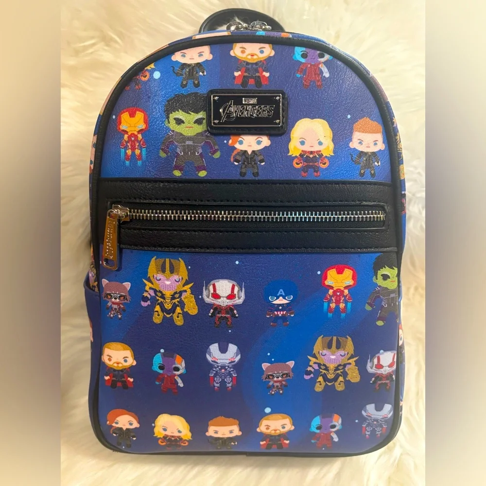 Loungefly Avengers Chibi AOP Mini Backpack EUC